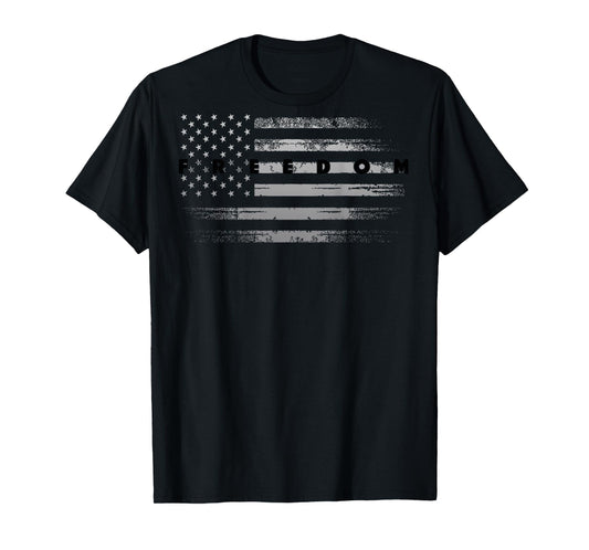 On Back | Grunge American Flag Patriotic Pride Freedom T-Shirt