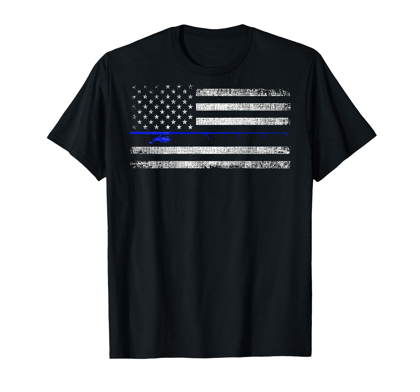 American Flag Distressed Fishing Printed On Back Women Kids Men T-Shirt