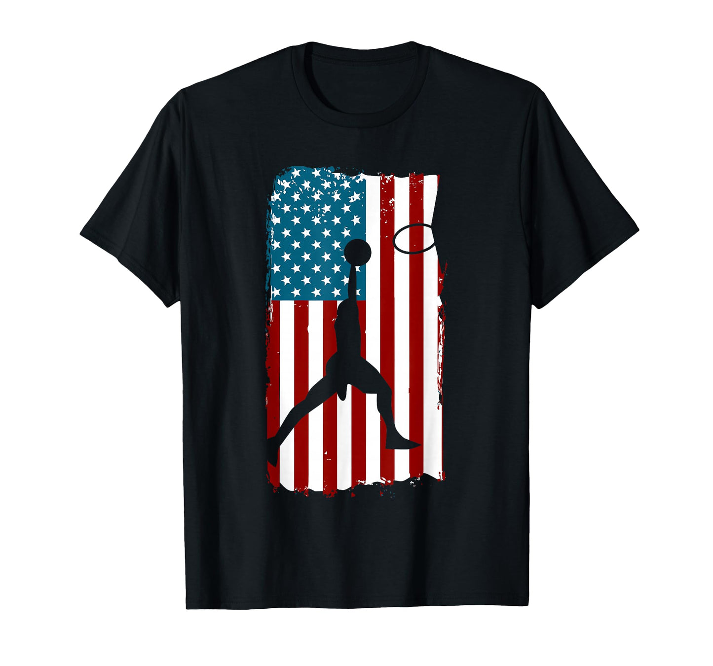US American Flag Basketball Patriotic Athlete Print For Boys T-Shirt