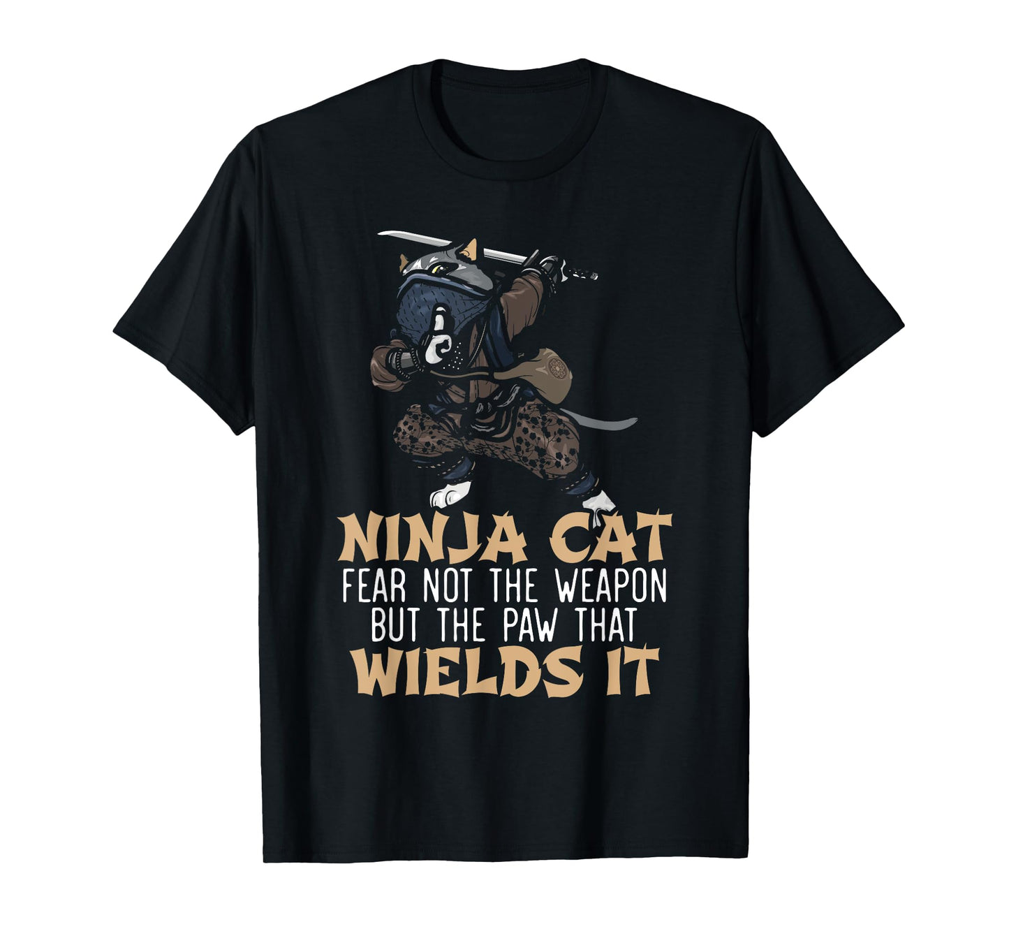 Ninja Cat Mercenary Shuriken Kunai Shinobi Kitty Lover T-Shirt for Men Women Kids