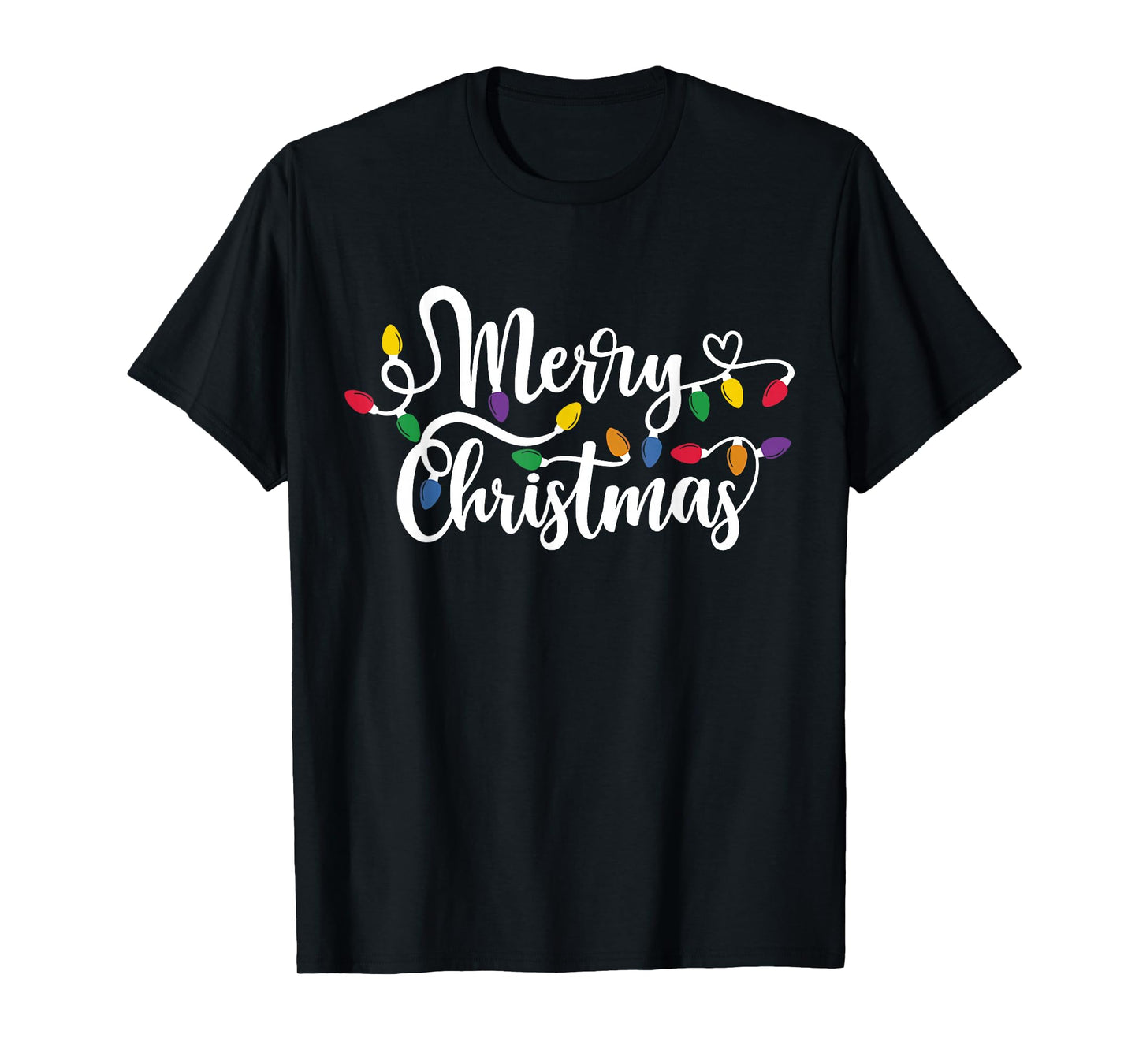 Merry Christmas Lights Red Santa Hat Xmas Family Men Women T-Shirt