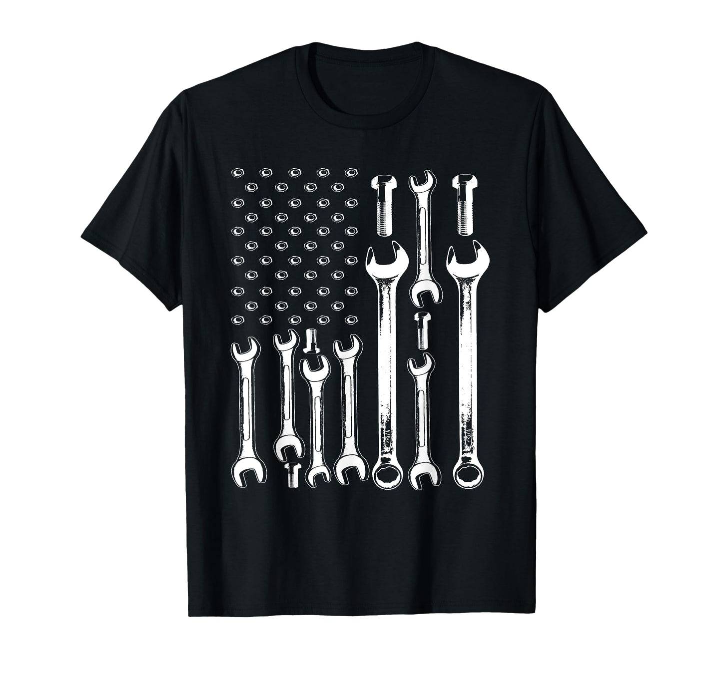 American Flag Mechanic Patriotic Funny Auto Wrench Men Gifts T-Shirt