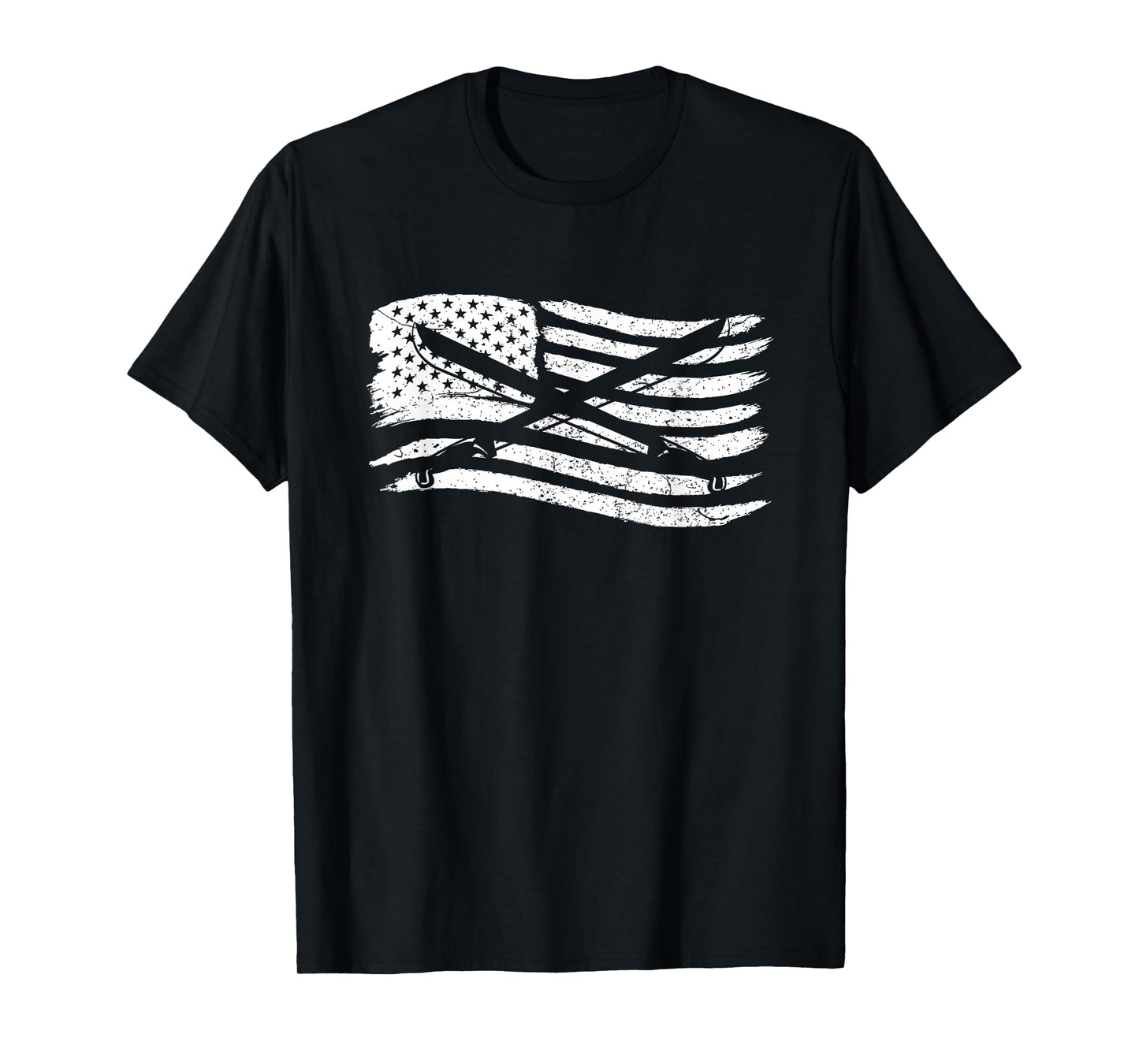 American Flag T-Shirt With Machete Vintage Look T-Shirt