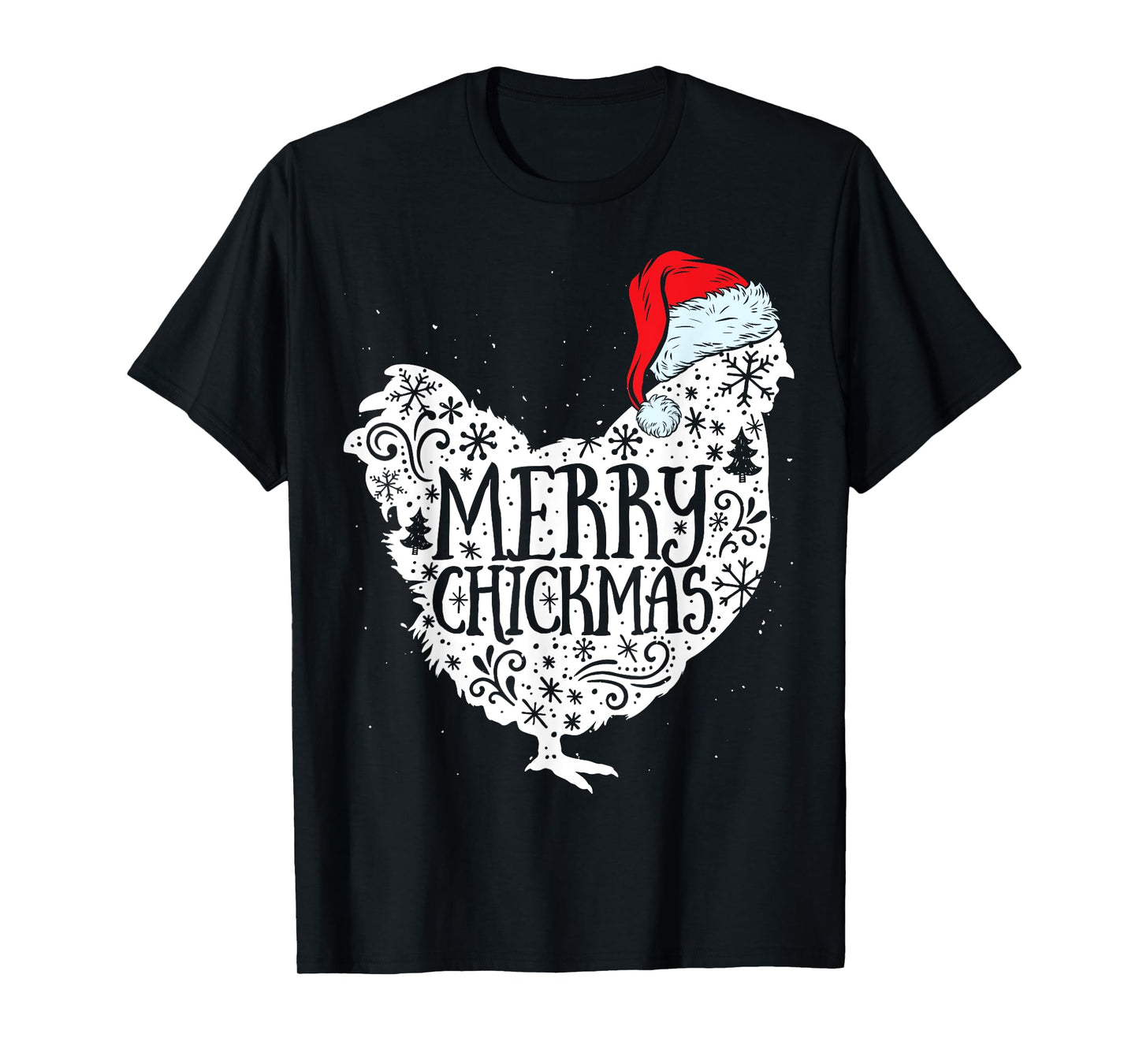Chicken Christmas Merry Chickmas Santa Claus Hat Funny Xmas T-Shirt