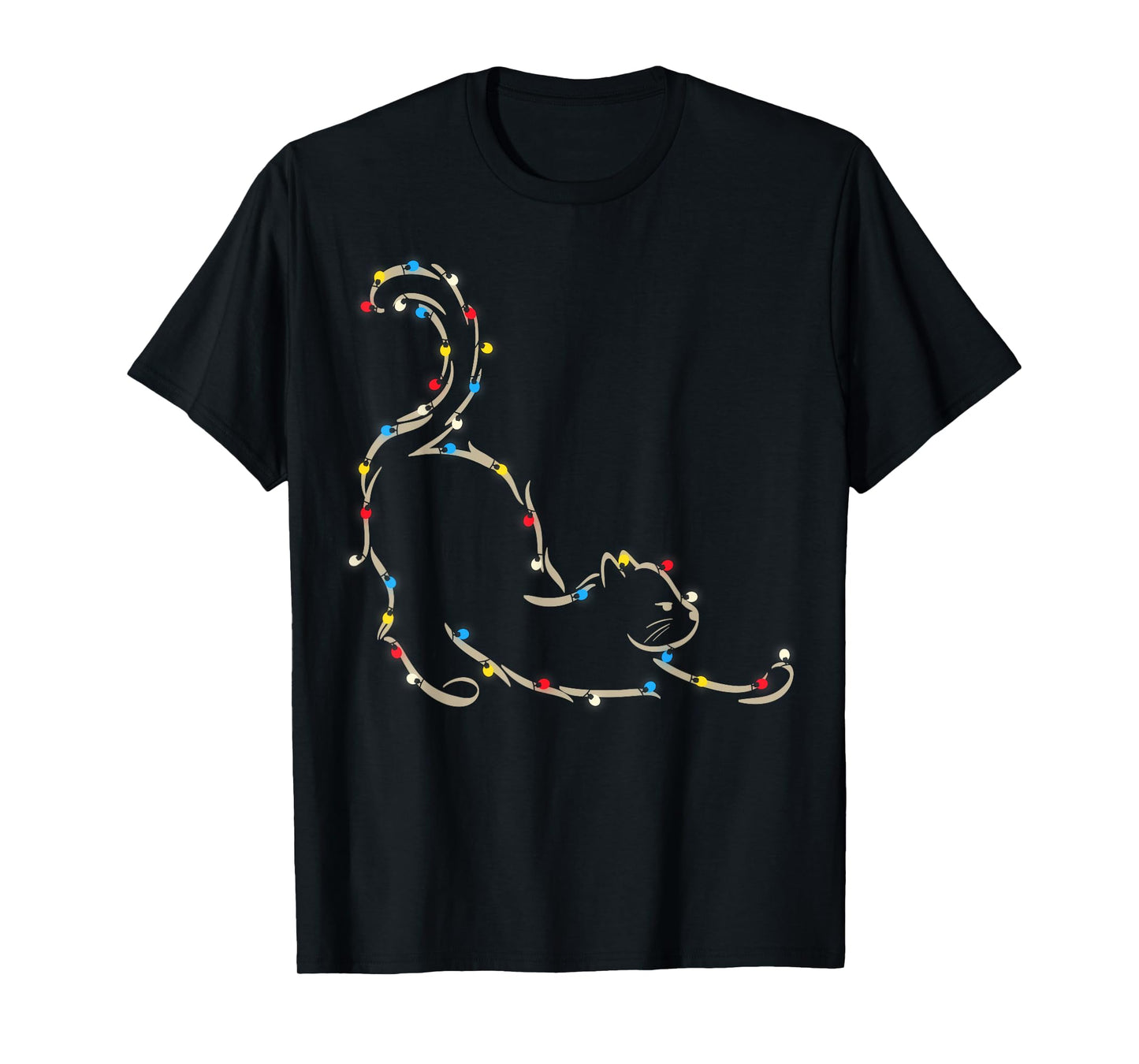 Christmas Lights Meowy Cat Pet Collection T-Shirt for Men Women Kids