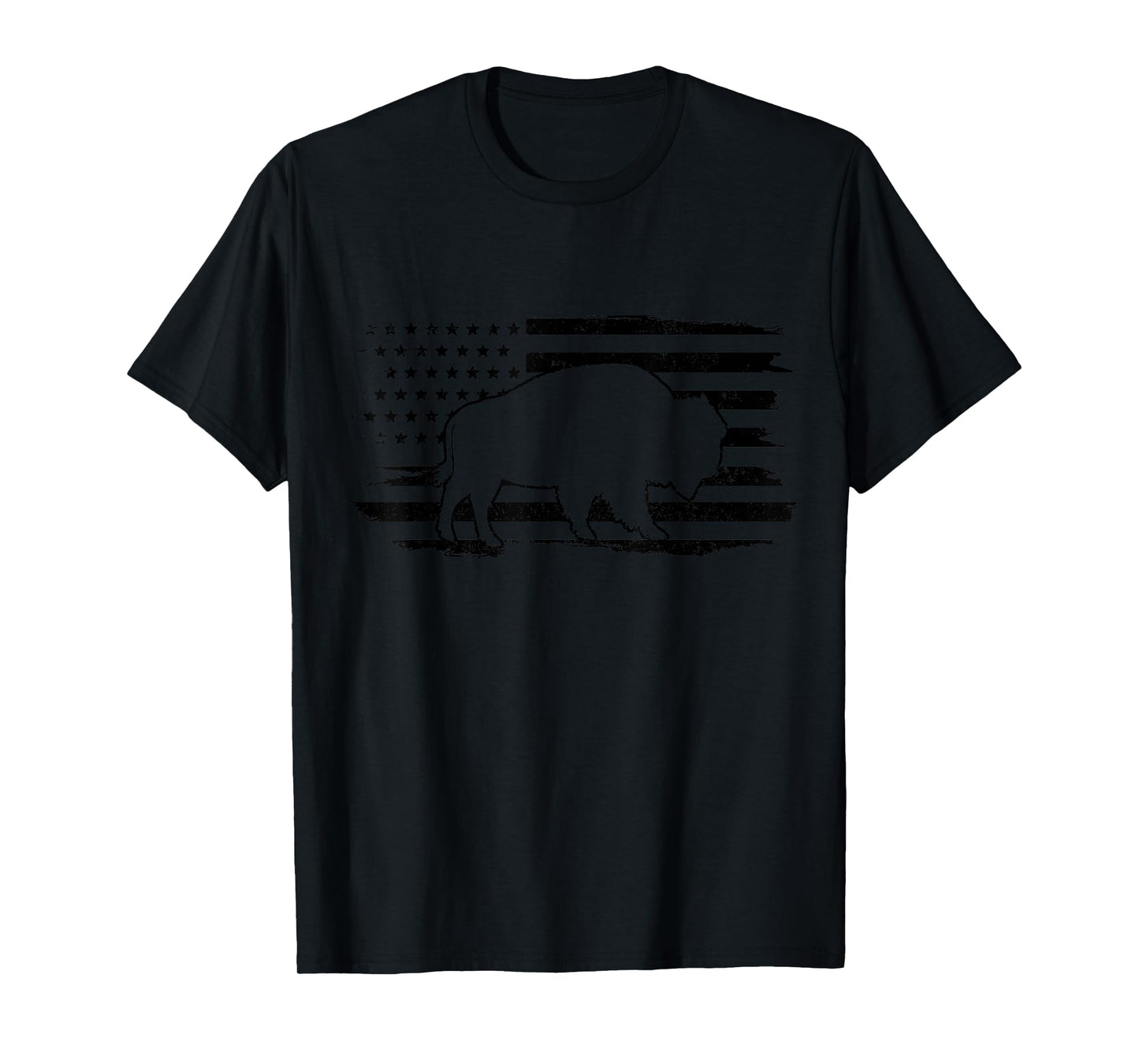 Bison Lover American Flag Buffalo Patriotic Vintage T-Shirt