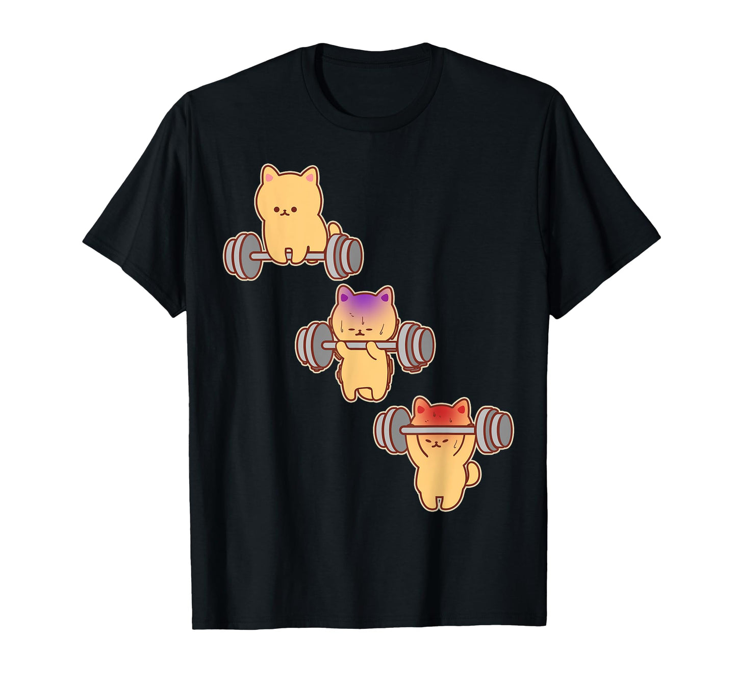 Deadlifting Gym Fitness Workout Exercise Funny Cat T-Shirt