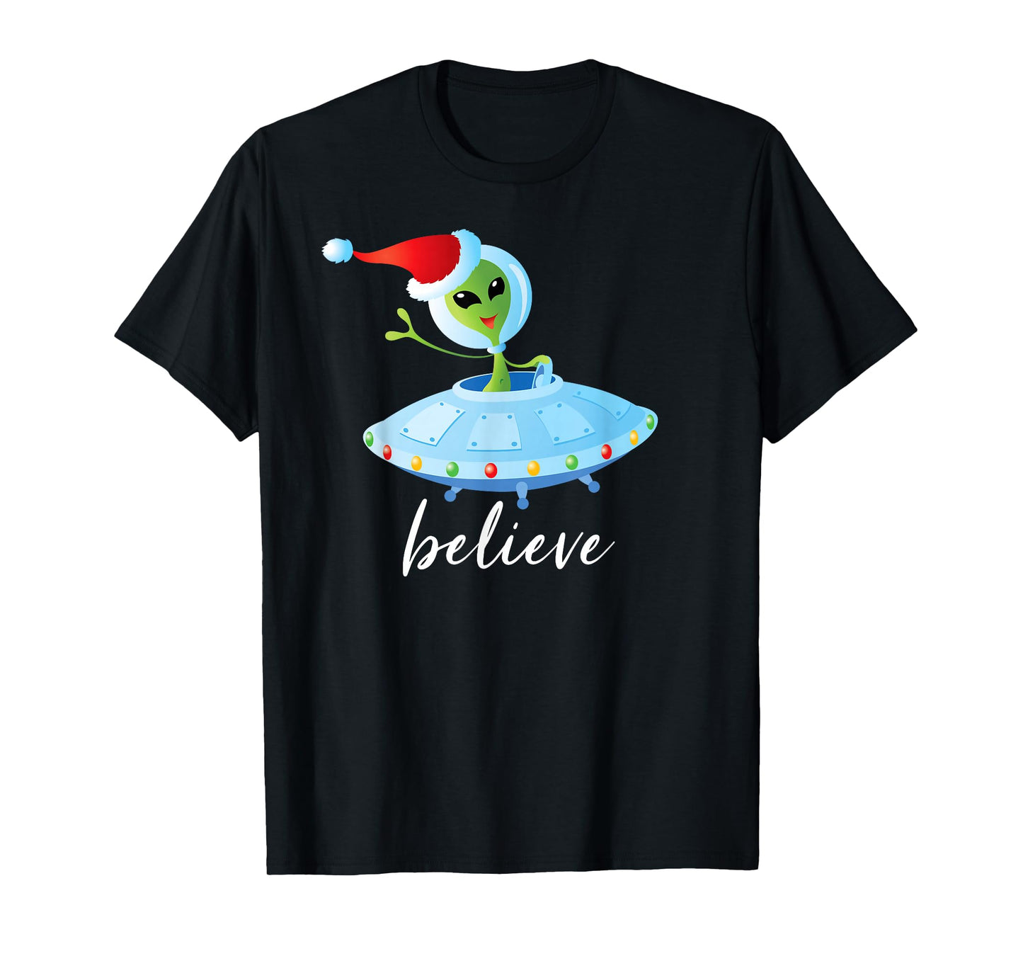 Funny Aliens Santa Christmas UFO T-Shirt