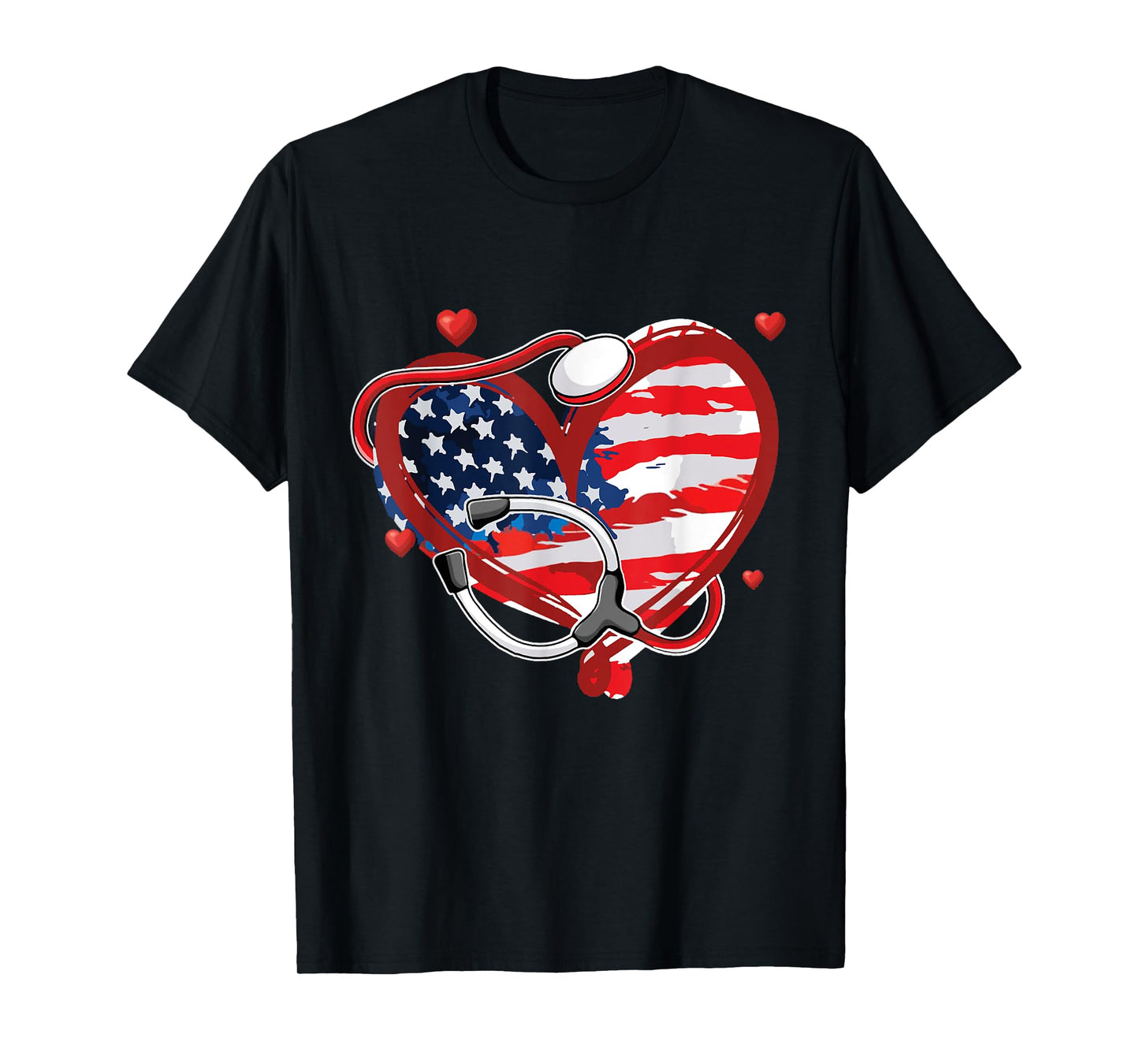 All American Nurse 4th of July Patriotic USA Flag Nursing T-Shirt for Women Men