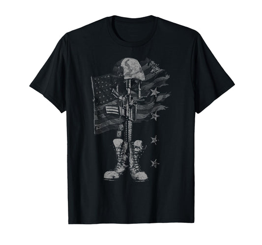 American Flag Battlefield Cross T-Shirt