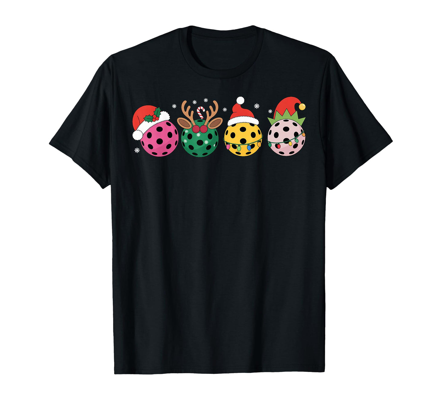 Christmas Pickleball Player Xmas Lights Reindeer ELF Women T-Shirt