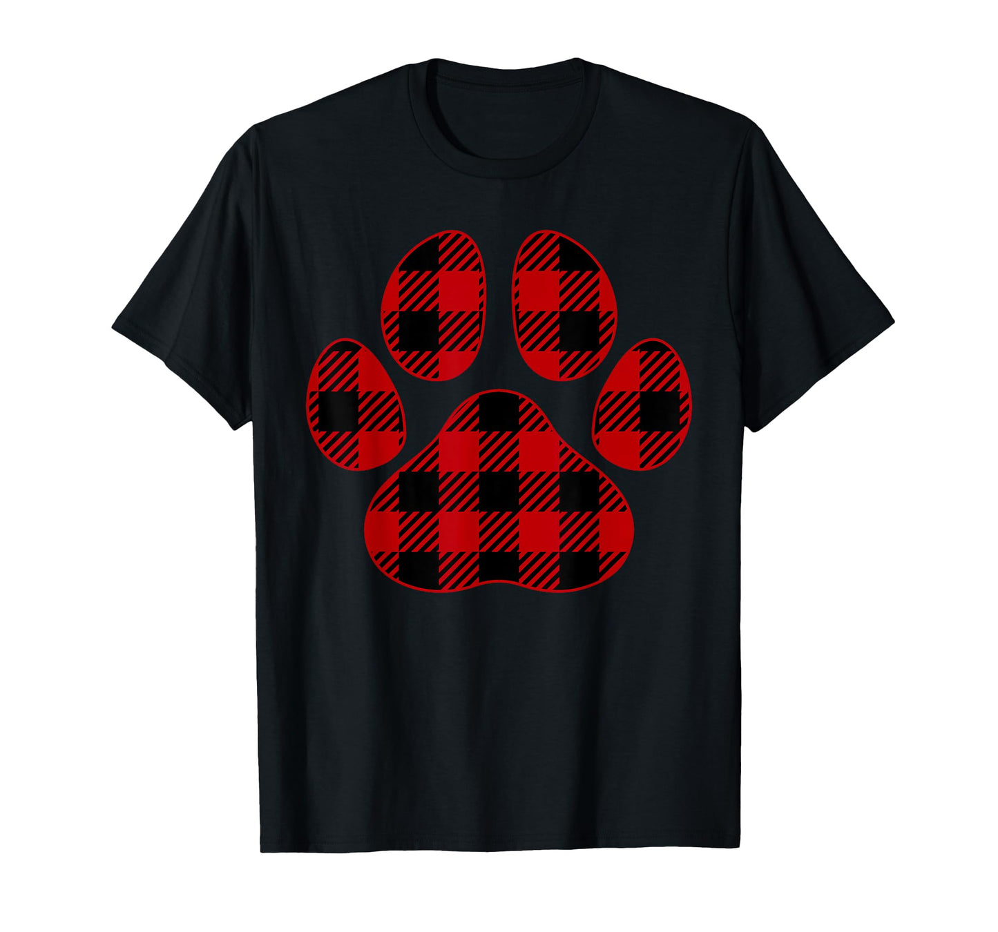 Cute Dog Lover Paw Print Plaid Pet Lover Red Plaid Paw Print Men Women Kids T-Shirt