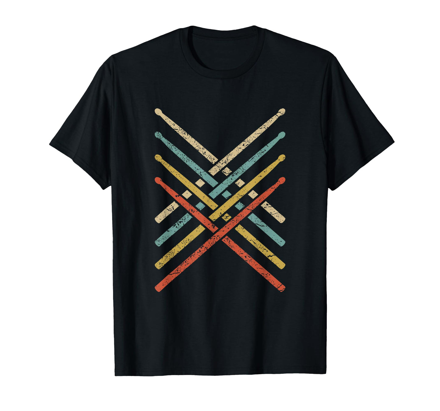 Retro Vintage Drummer 70s 80s Distressed Drum Sticks T-Shirt