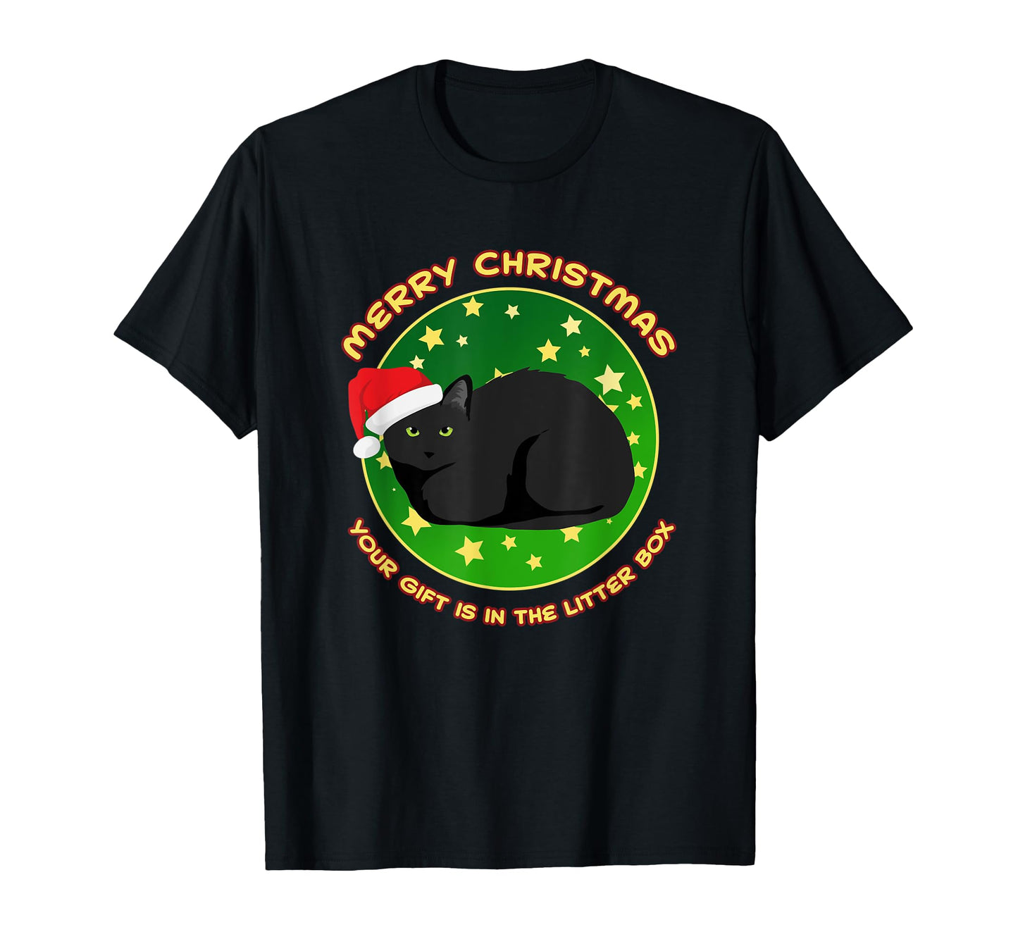 Merry Christmas Your Present is in the Litter Box Cat Xmas T-Shirt for Men Women
