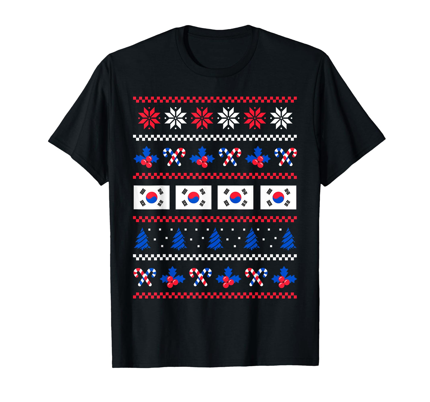Ugly Christmas Sweater South Korea Flag, Half South Korean T-Shirt