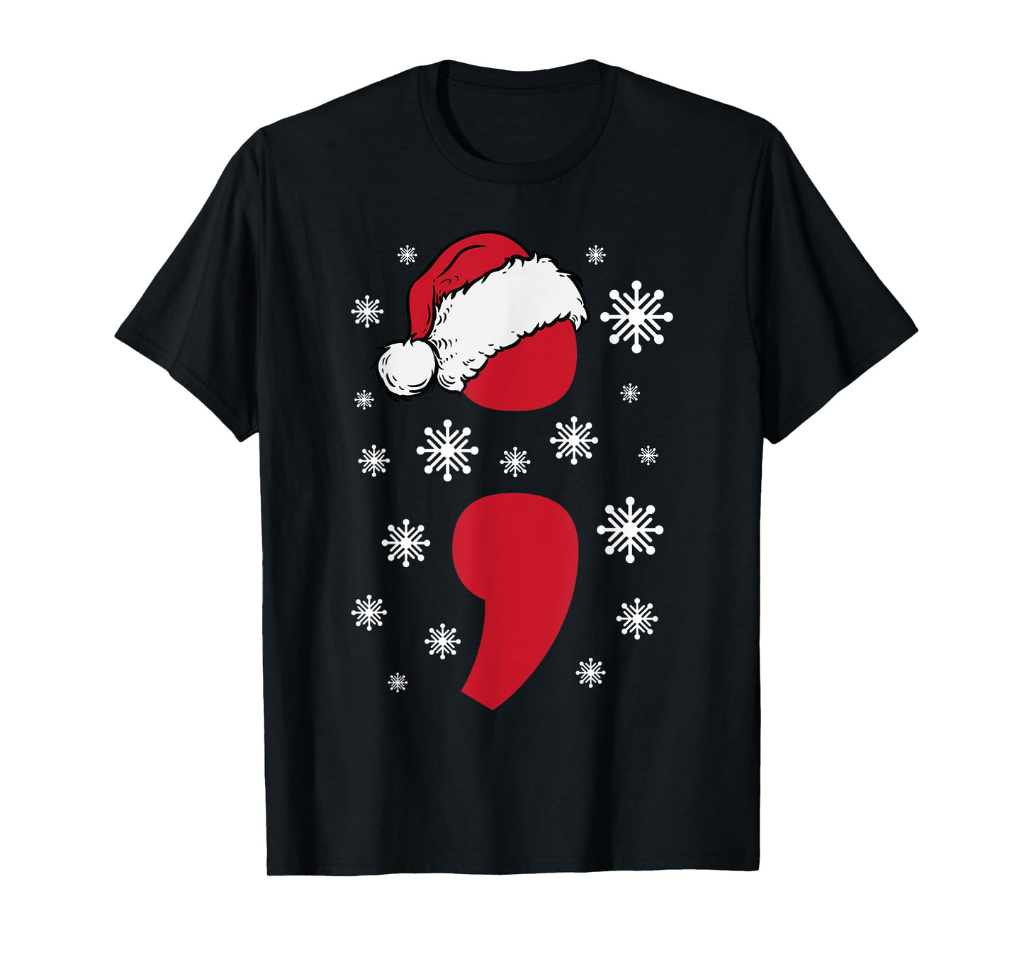 Christmas Mental Health Anxiety Depression Project Semicolon T-Shirt