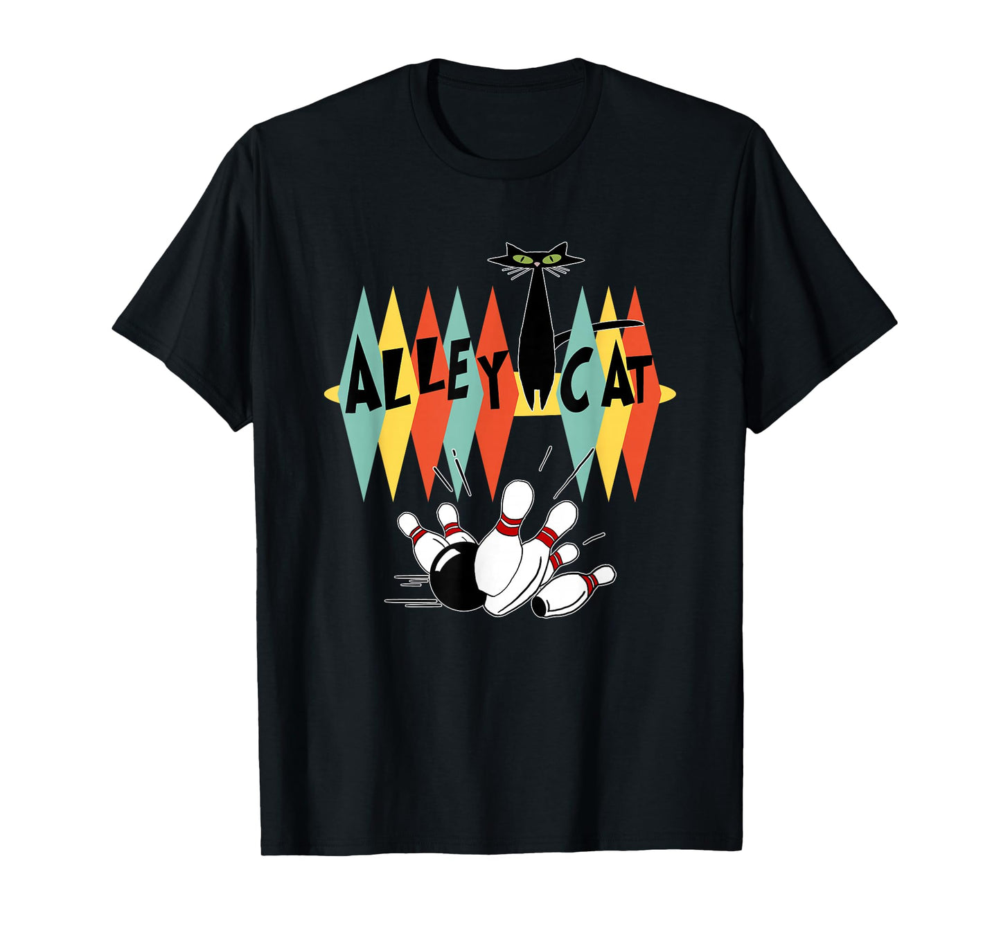 Retro Bowling Tee Vintage Bowler Alley Cat Vintage T-Shirt Small