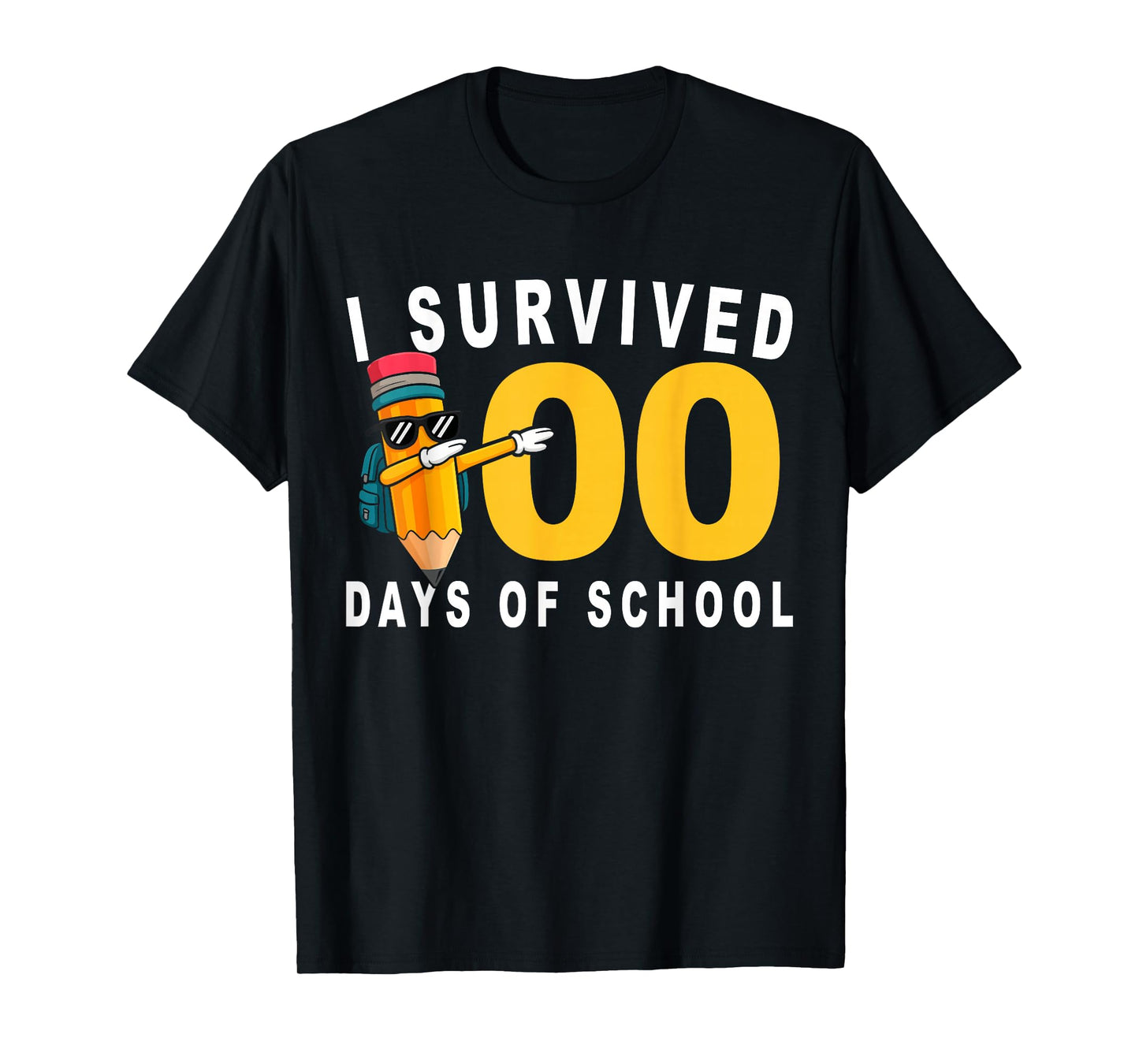 I Survived 100 Days of School Dabbing Pencil Funny Kids Boys T-Shirt