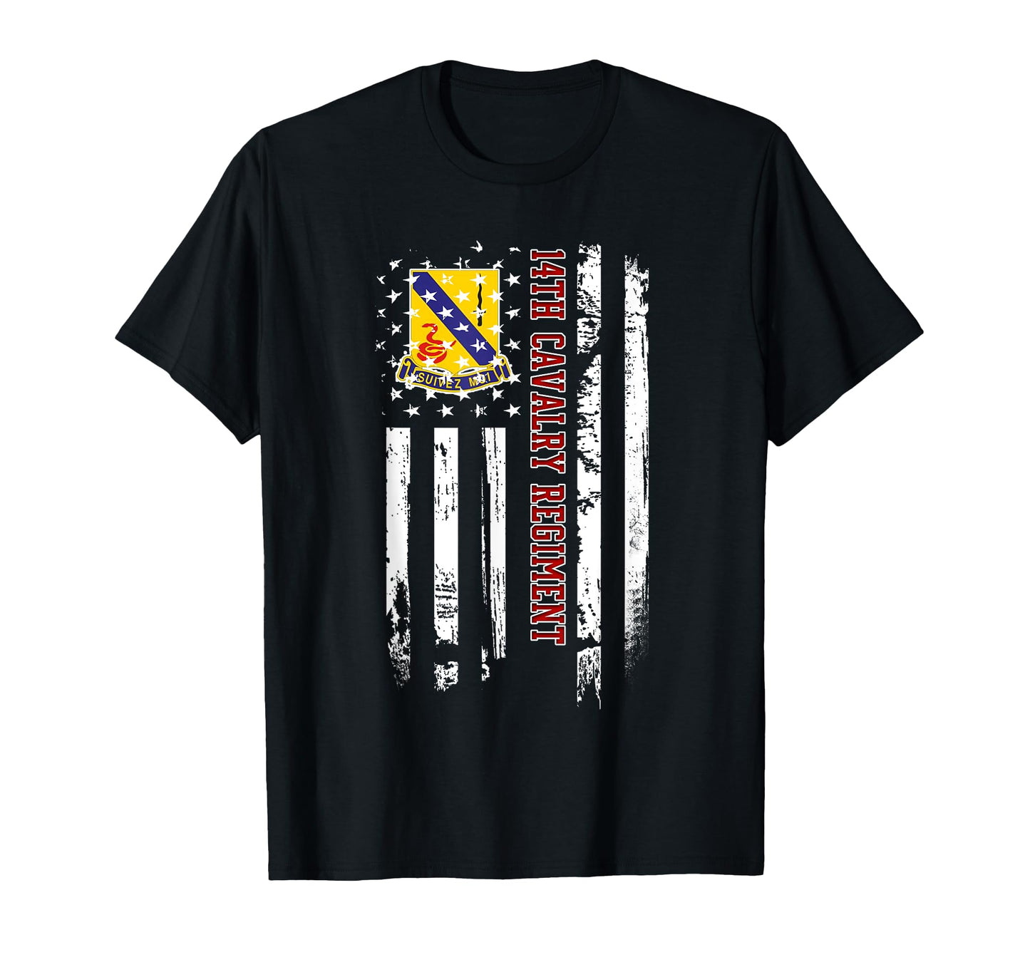 14th Cavalry Regiment Veteran USA Flag Veterans Day Xmas T-Shirt