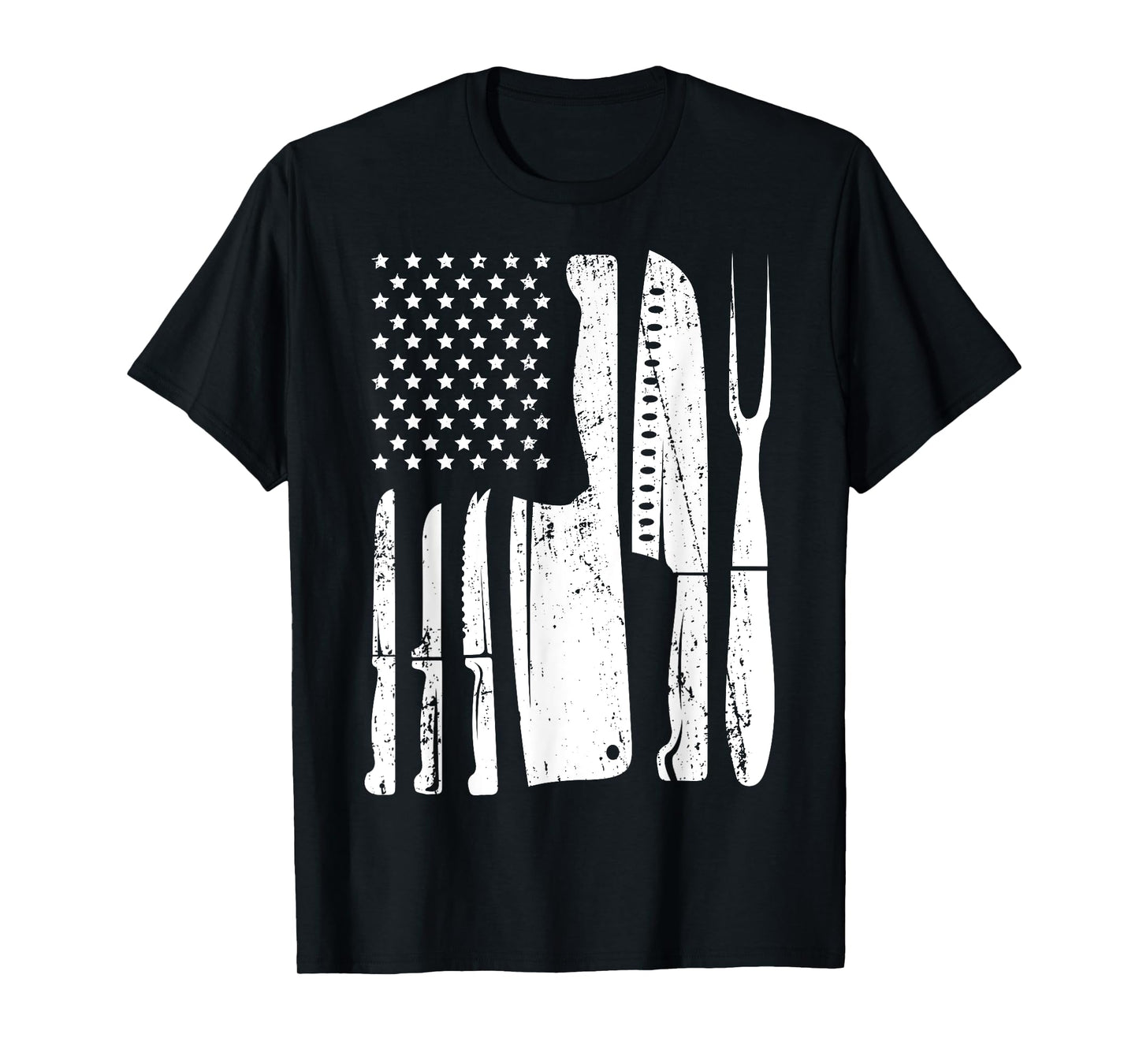 Chef Knife American Flag Head Cook USA Patriotic Cooking Women Men T-Shirt
