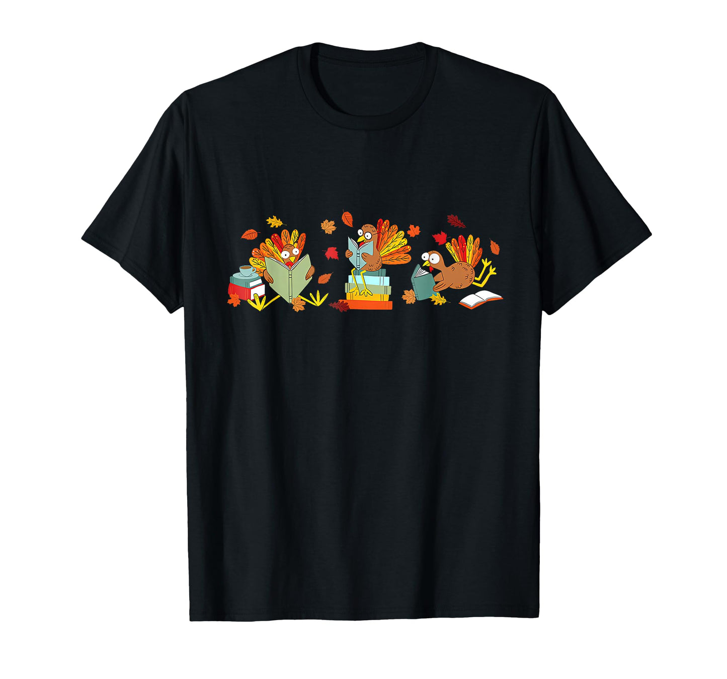 Turkey Reading Books Fall Thanksgiving Teacher Book Lovers T-Shirt