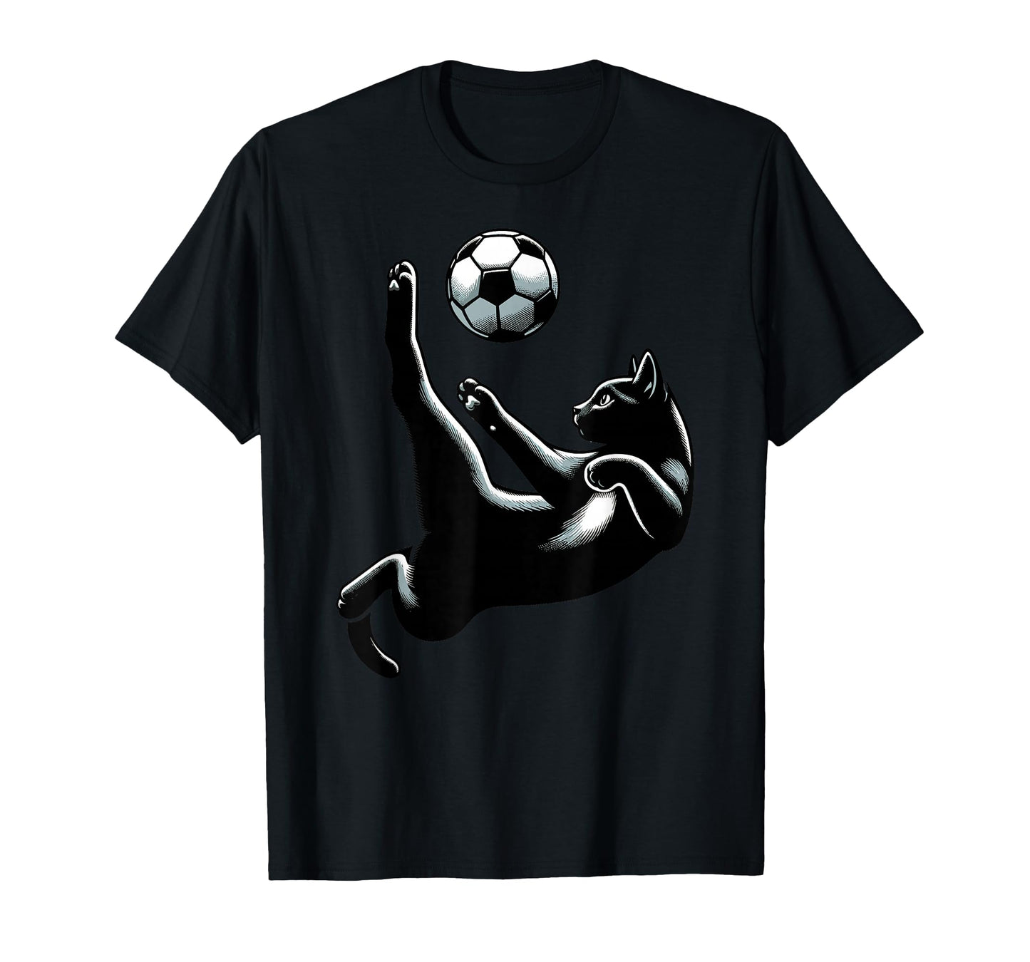 Black Cat Bicycle Kick - Soccer Fans Women Men Kids T-Shirt