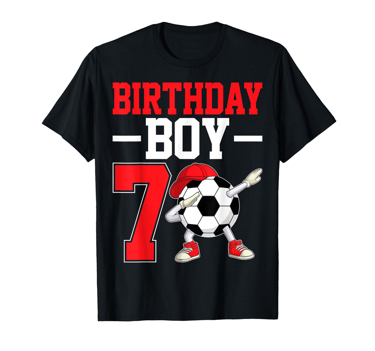 Birthday Boy 7 Years Old Dabbing Soccer 7th Birthday Party T-Shirt
