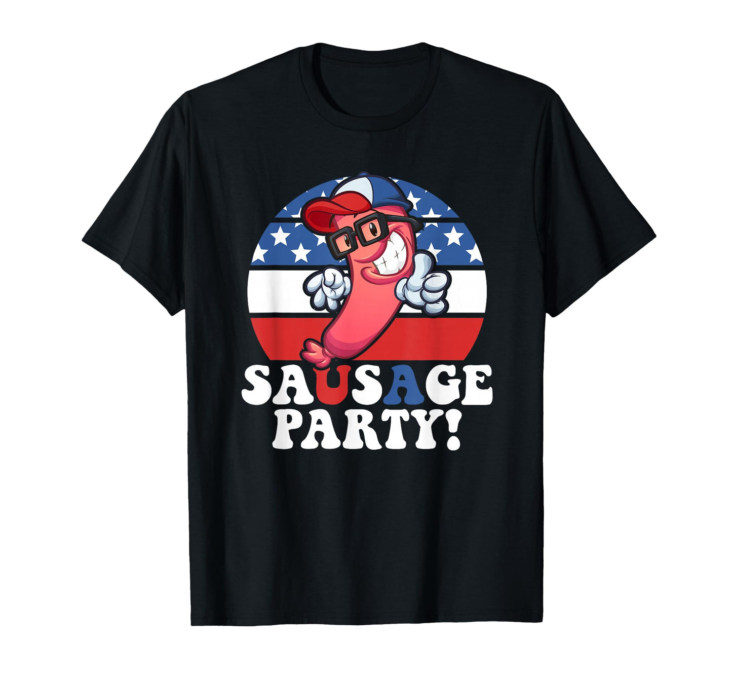 Sausage Party American Flag USA BBQ Funny 4th of July T-Shirt