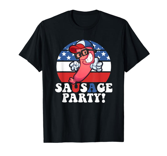 Sausage Party American Flag USA BBQ Funny 4th of July T-Shirt