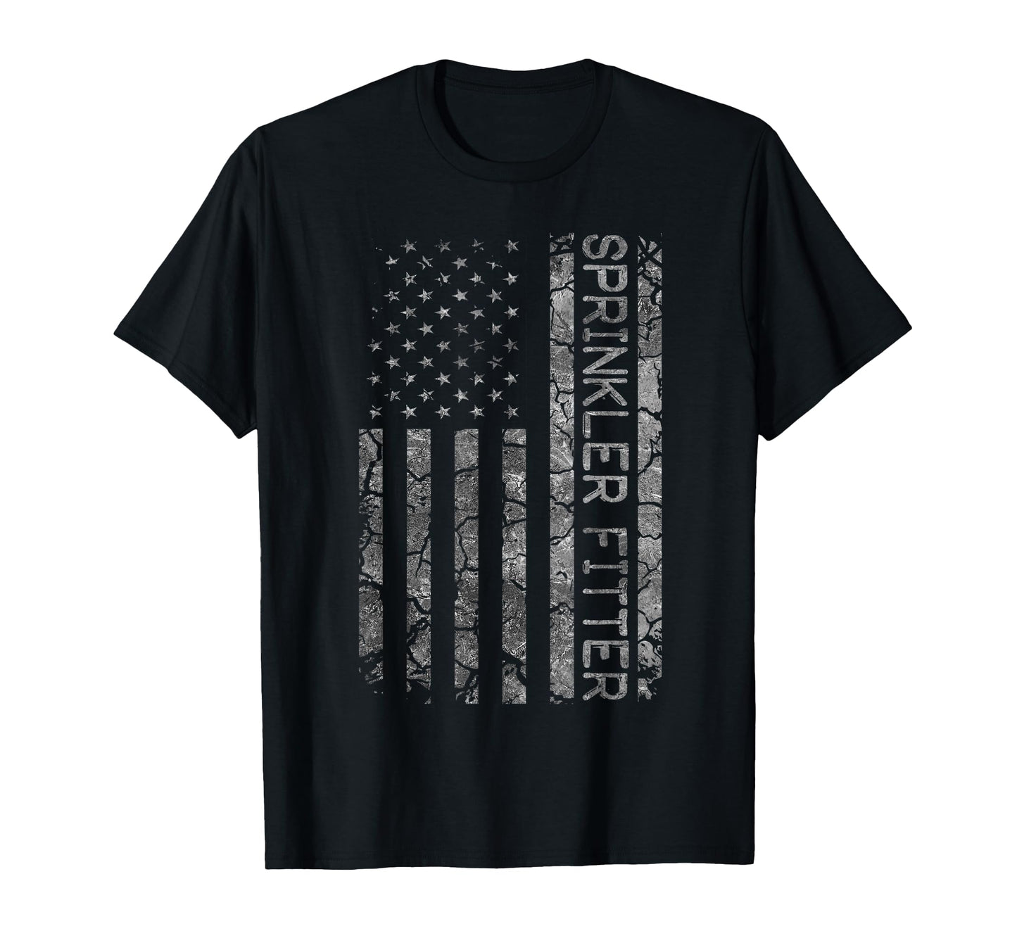 Funny Job Title Worker American Flag Sprinkler Fitter T-Shirt for Women Men