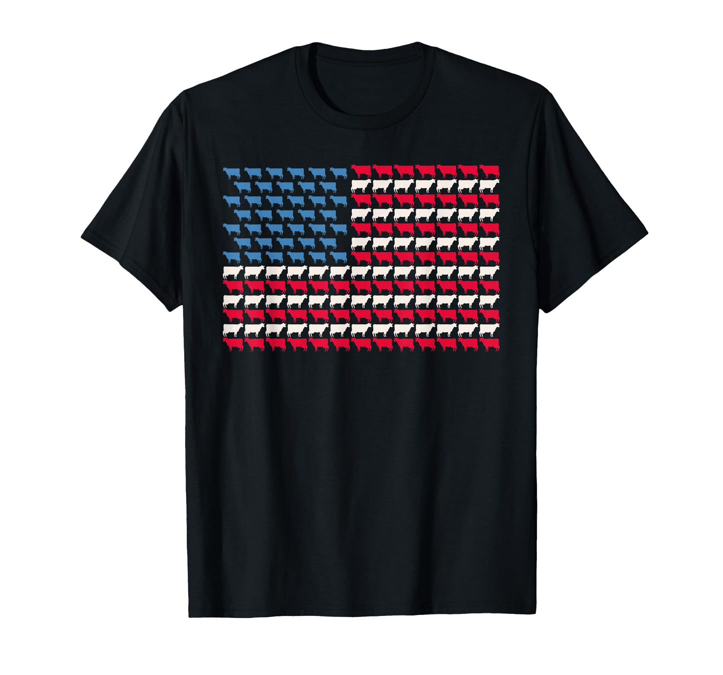 Cow American Flag Heifer US 4th Of July Farm Cattle USA Gift T-Shirt