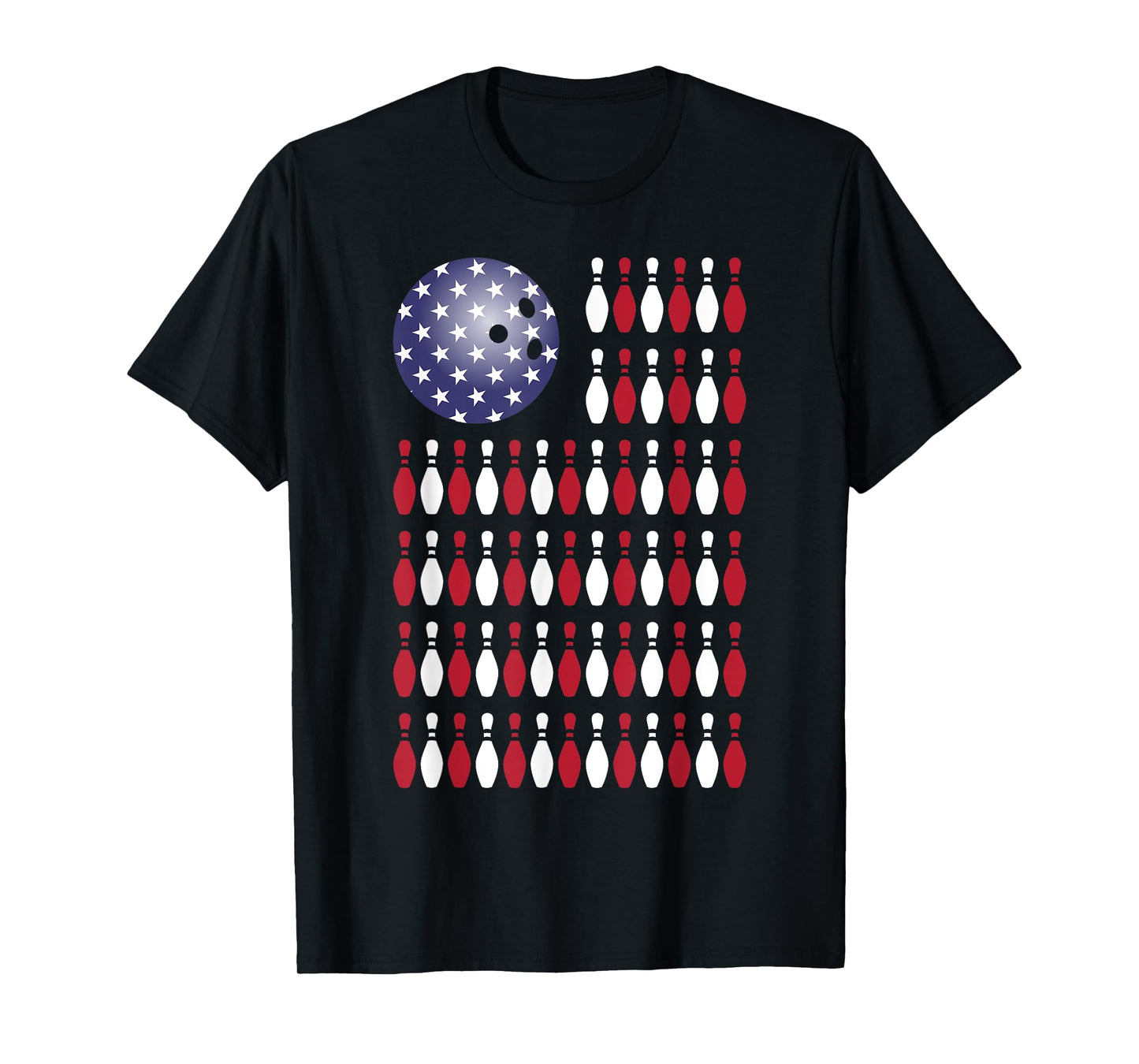 Bowling American Flag Bowler America Bowling Pins Bowl Gift T-Shirt
