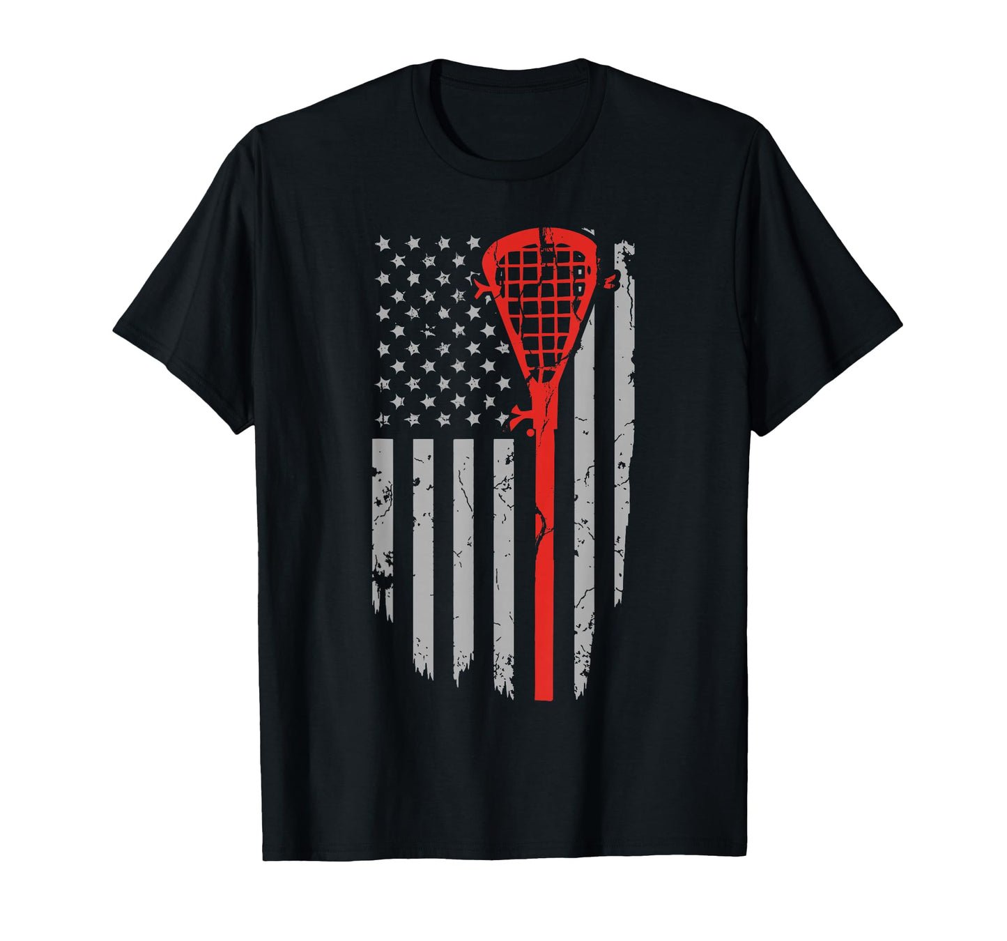 Vintage American Flag Lacrosse Youth Apparel, Boys Men USA T-Shirt