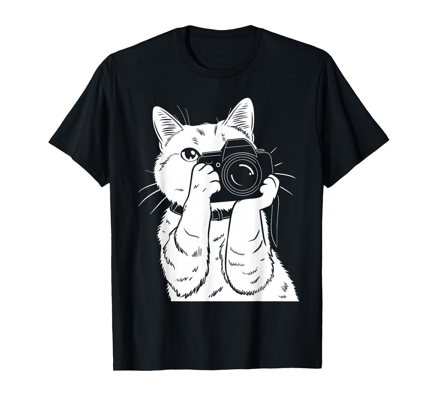 Cat With Camera Photographer Funny Cute Kawaii Photography T-Shirt
