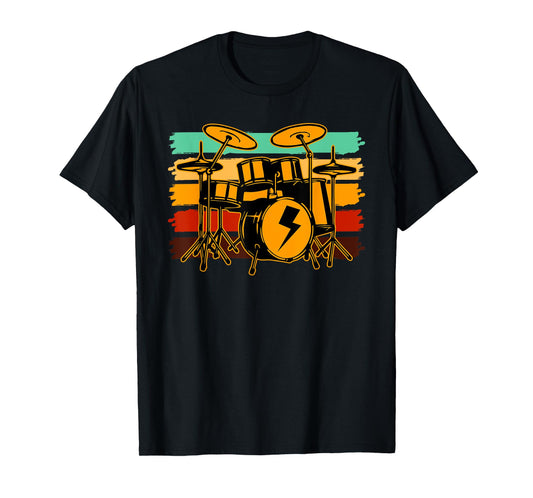 Drummer Drums Lover Kit Trap Set Snare Bass Hi-Hat Retro T-Shirt