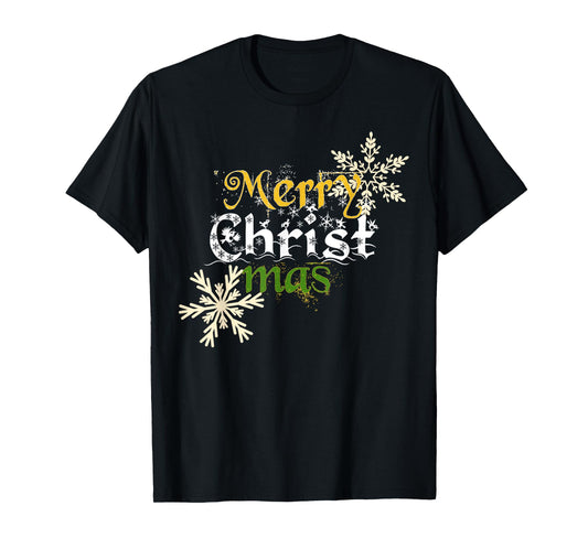 Christian Holiday Merry Christ Mas Snowflakes Christmas T-Shirt