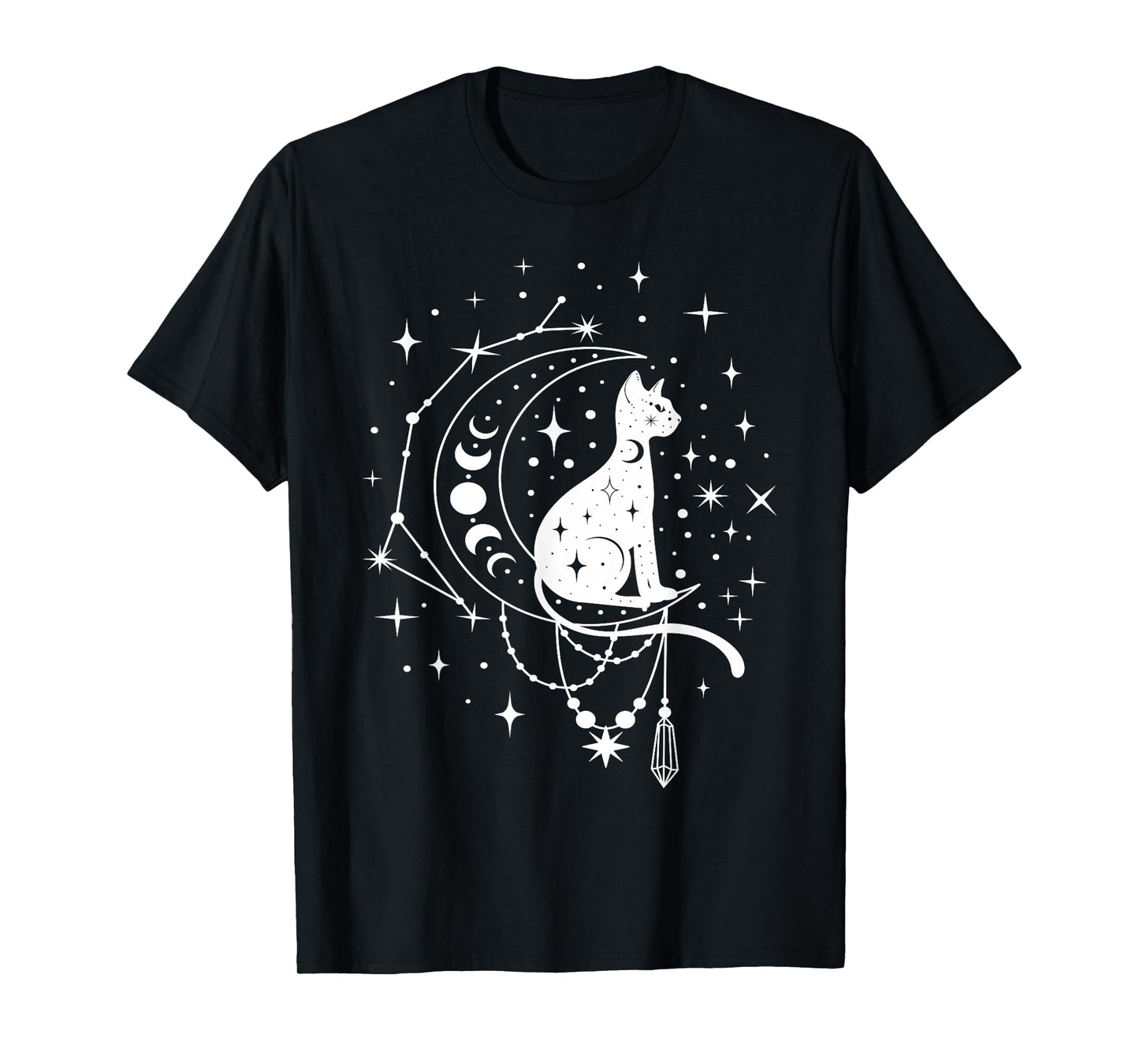 Celestial Cat, Crescent Moon, Star Constellation, Astrology T-Shirt