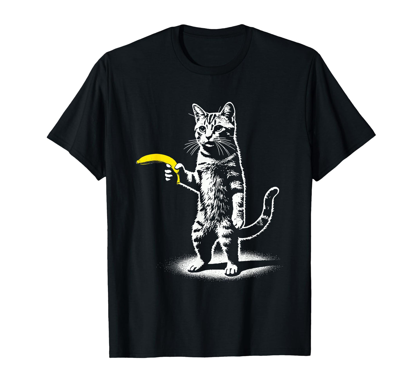 Retro Cat with Banana Meme Men Women Kids Novelty Funny Cat T-Shirt