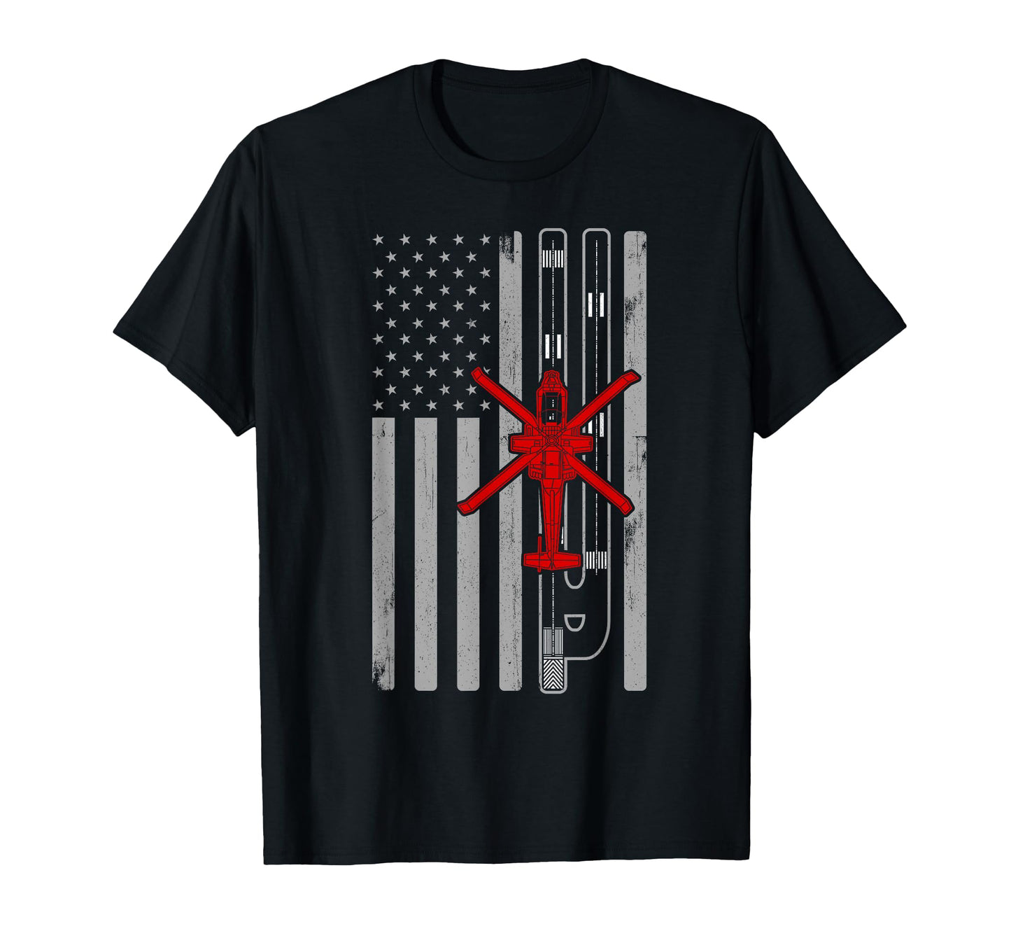 AH64 Apache Military Helicopter American Flag Runway AH64 Women Men T-Shirt
