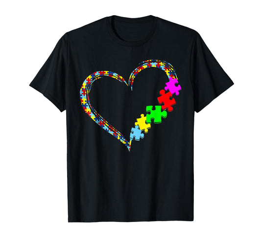 Autism Awareness Love Heart Puzzle Piece Gift Men Women T-Shirt Small