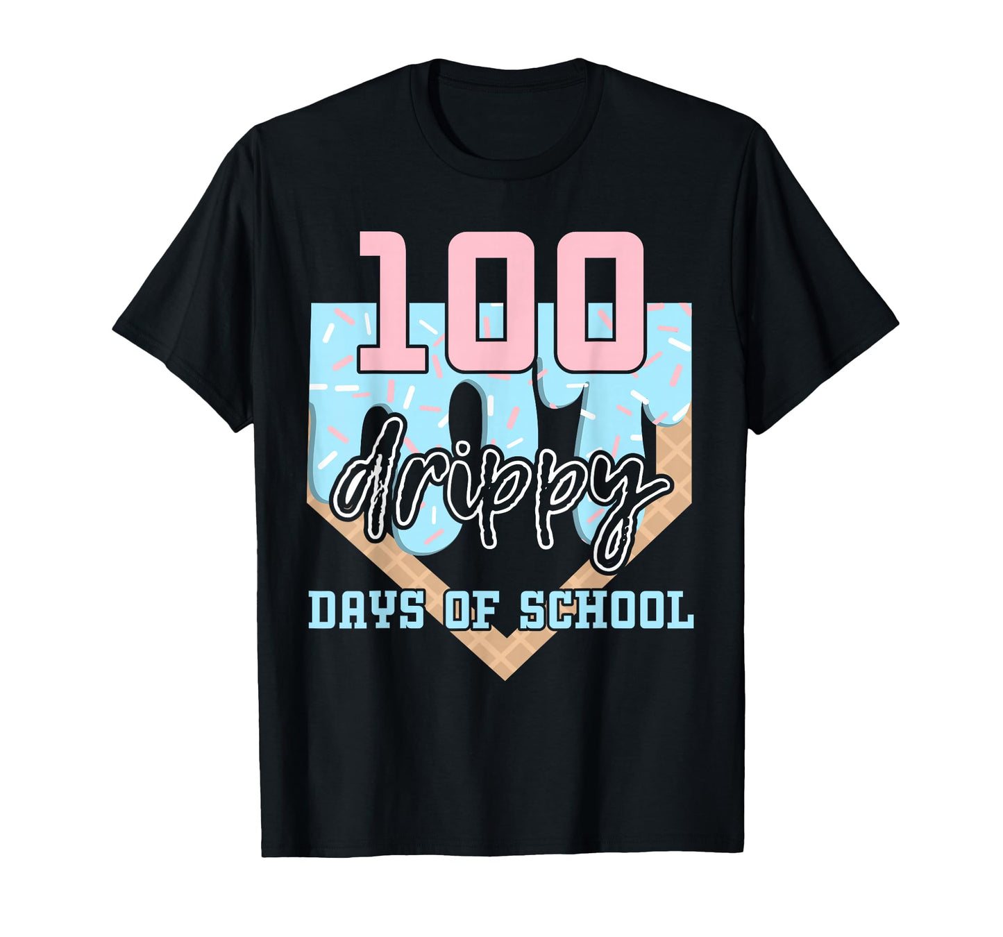 100 Drippy Days of School Baseball Ice Cream 100th Day Boys T-Shirt