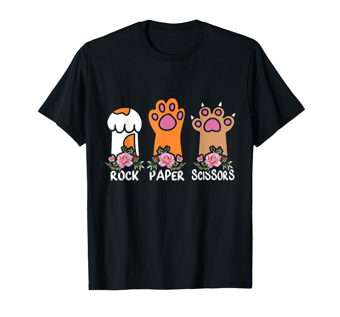 Rock Paper Scissors Hand Game Meme Animal Paw Flower Cat Men Women Kids T-Shirt