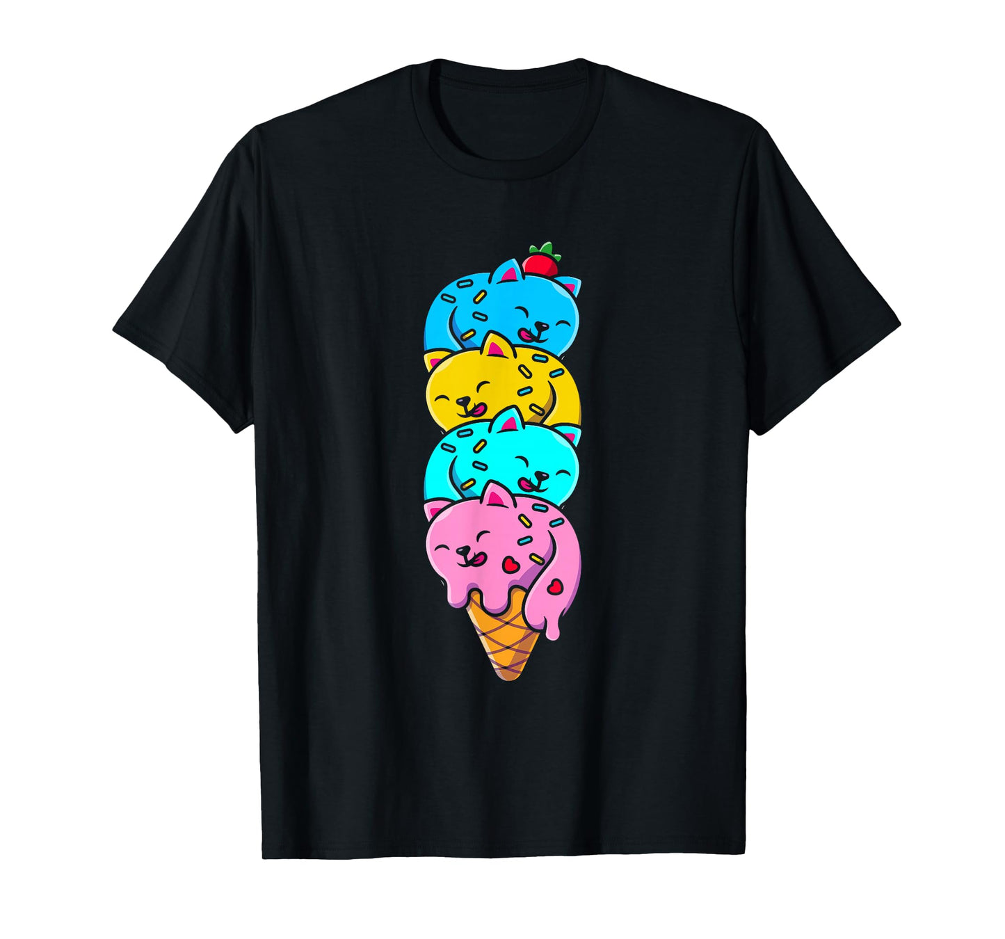 Cat Funny Cute Cat Ice Cream Woman Cute Men Kids T-Shirt