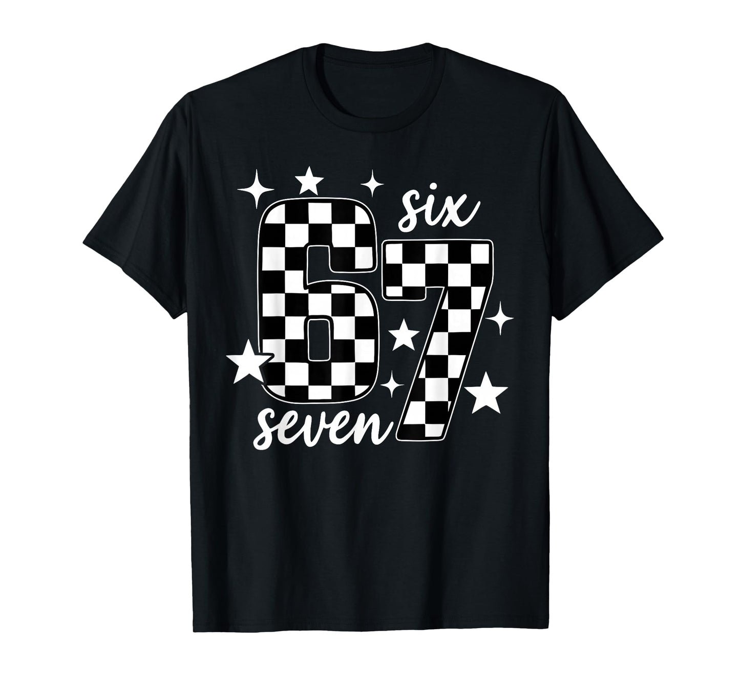 67 Checkered Six Seven Meme 6 7 Gen Alpha Teacher Teens Kids T-Shirt