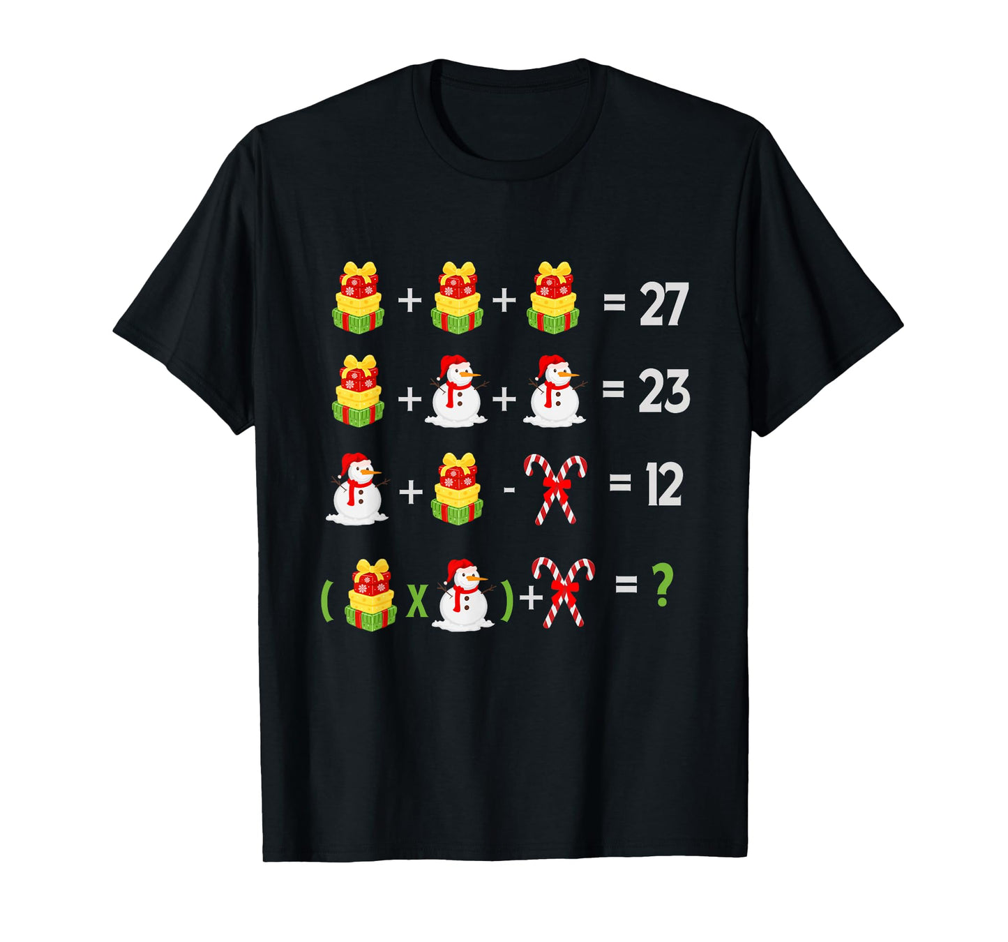 Christmas 67 Funny Teacher Math Snowman and Red Candy T-Shirt