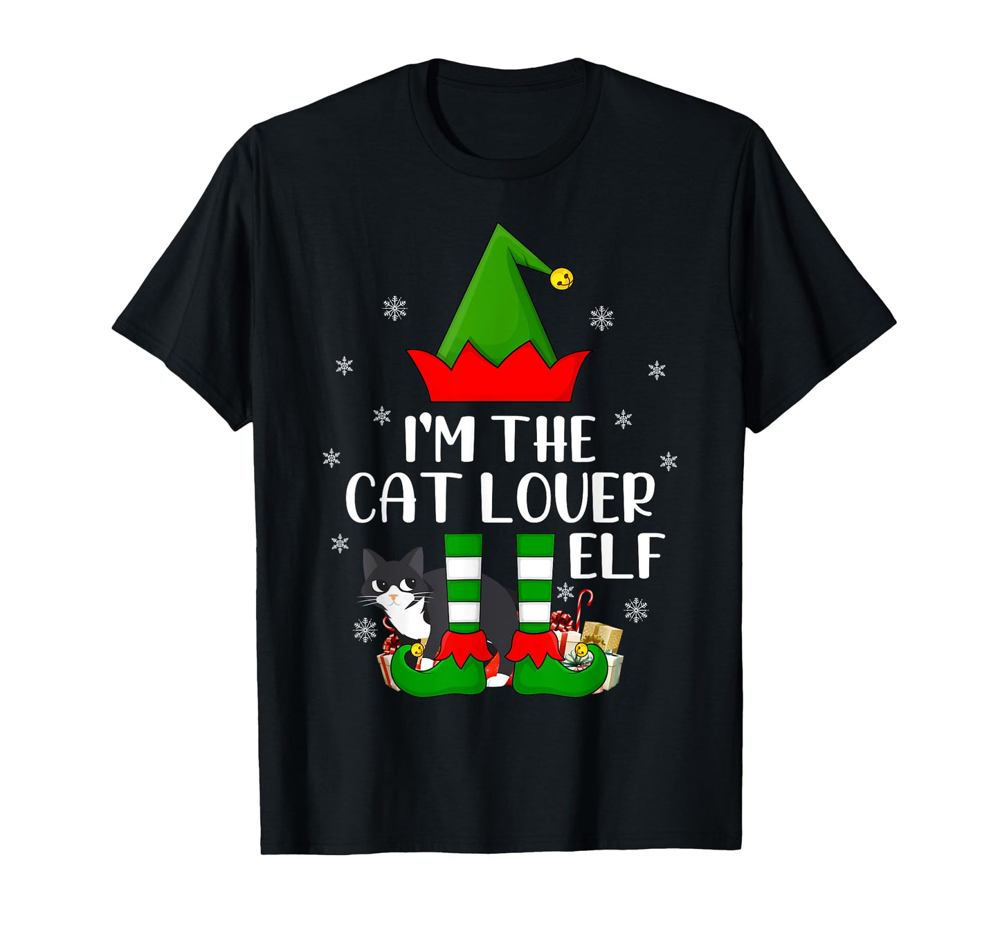 Matching Family I'm The Cat Lover Elf Christmas T-Shirt for Men Women Kids