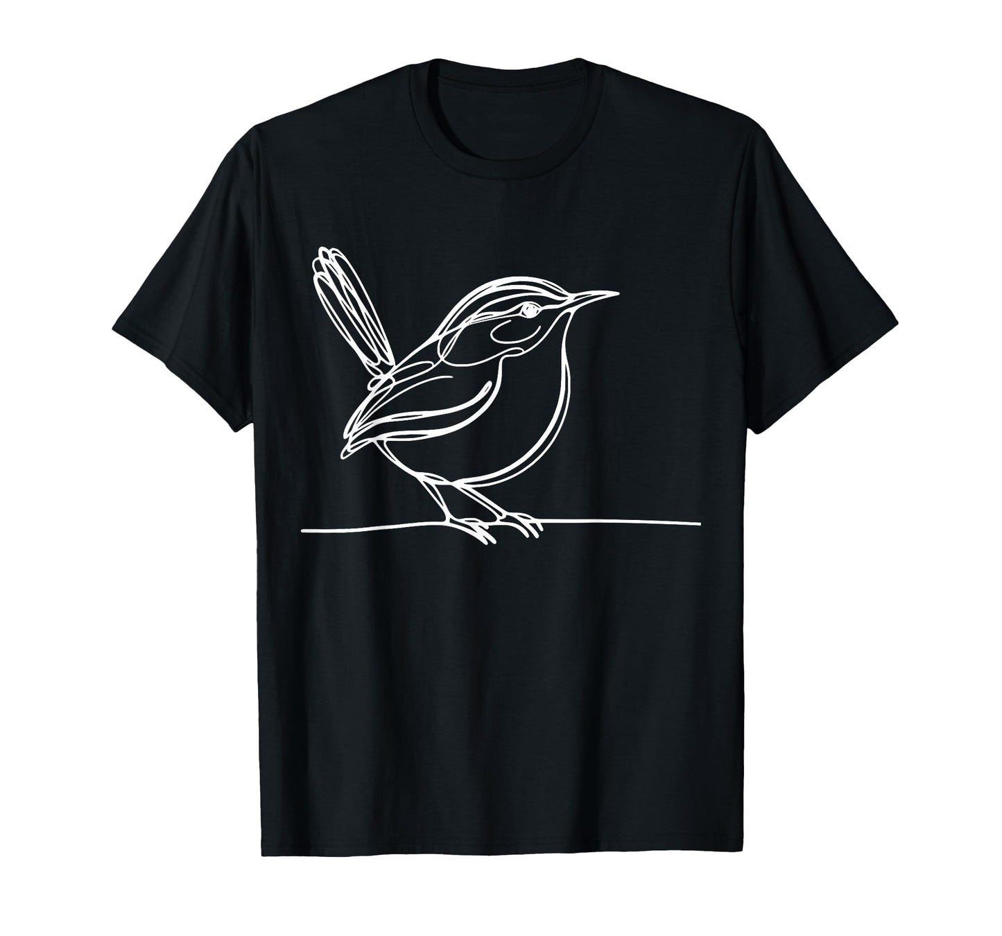 Line Art Bird & Ornithologist Carolina Wren T-Shirt