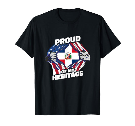 Proud of My Heritage - Dominican Republic American Flag T-Shirt