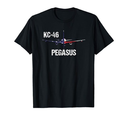 KC46 Pegasus Air Force Pilot- American Flag Funny Aviation Women Kids Men T-Shirt