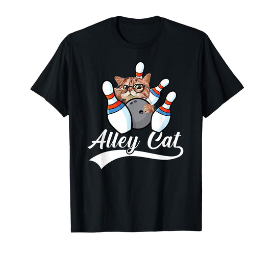 Alley Cat Bowler Funny Animal Bowling Quote T-Shirt